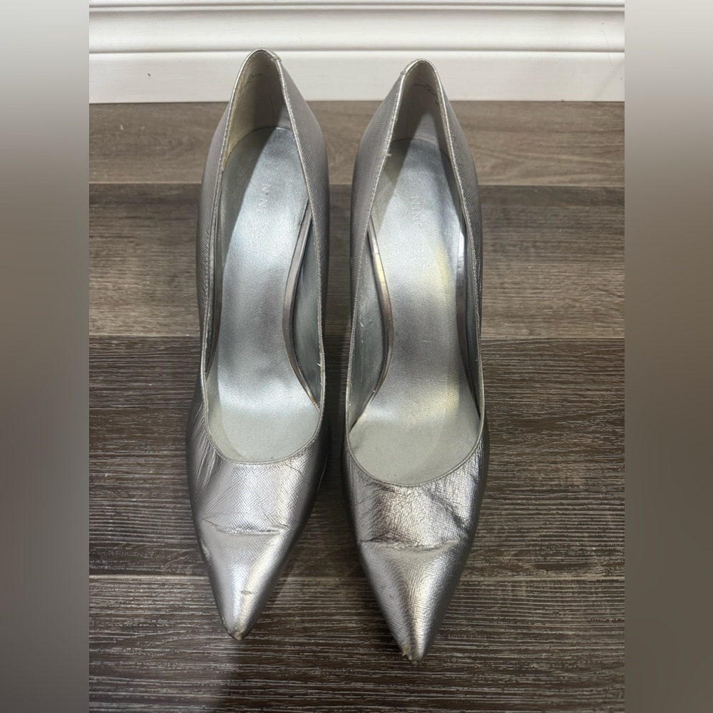 Nine West Silver Stiletto Heels with Pointed Toe